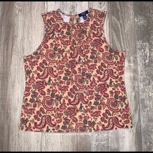 CHAPS Tank Floral Paisley Stretch Round Neck